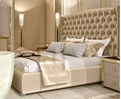 Stylish cozy 200*200 super king size beige colour Bed