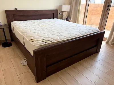 Solid Wood King Bed Frame  - Dark Walnut
