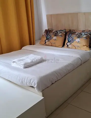 Queen size bed frame with headboard - clean white upholstered