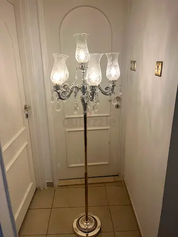 Vintage crystal floor lamp with five glass shades