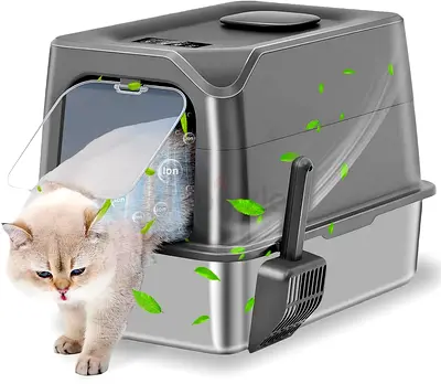 Angju Stainless Steel Cat Litter with Plasma Deodorizing
