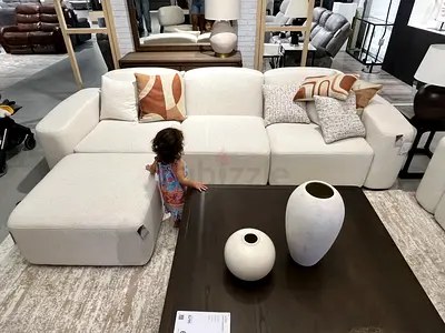 Cream Modular Sofa with Ottoman