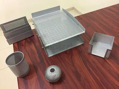 Silver Metal Mesh Desk Organizer Set