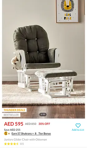 Nursery Glider Rocking Chair with Ottoman - Comfortable Plush Seat
