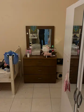 Wooden 3-Drawer Dresser with Mirror - Good Condition