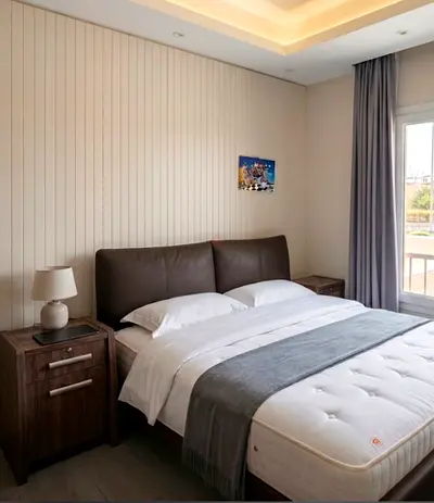 TWO X Luxury Marina Home Solid Wood & Genuine Leather Beds (Pair) + Premium Mattresses