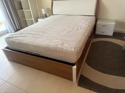 Queen wooden bed frame with storage