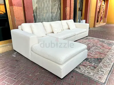 Looks great condition Marina home Feather filled L Shape Sofa Beige