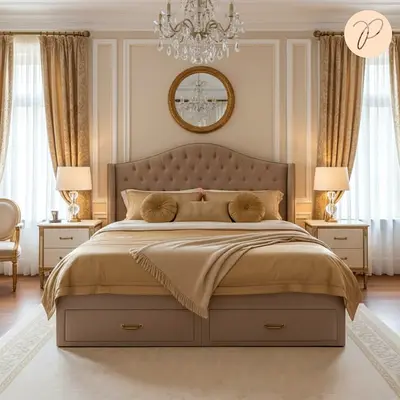 Luxury Tufted King Size Bed with Storage Drawers