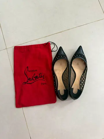 Christian Louboutin Lattice Pointed Flats with Dust Bag - good condition