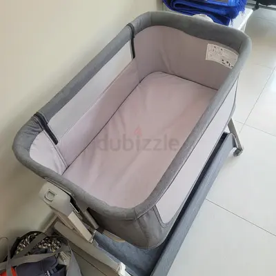 Grey Baby Co-Sleeper Bassinet with Lower Storage Compartment