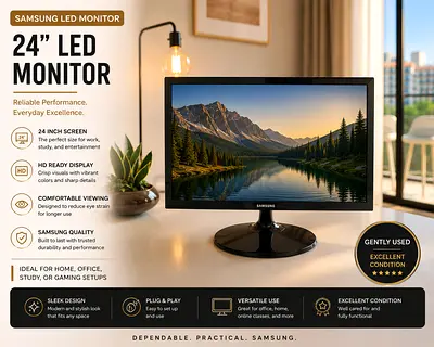 Samsung 24" LED Monitor - 24-inch Full HD, Perfect Condition