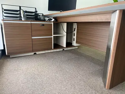 Wooden Office Desk with Chair and storage cabinet