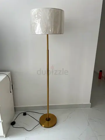 Brass Floor Lamp with White Drum Shade - Good as new