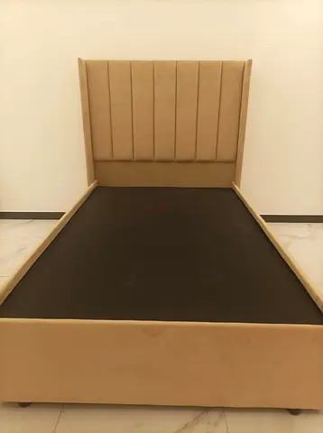 Double bed Beige Velvet with Mattress