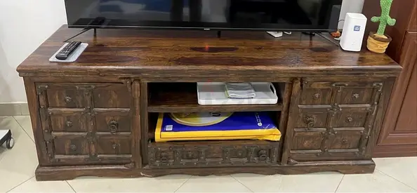 Antique Solid Wood TV Cabinet / Entertainment Unit with Carved Doors |Classic style