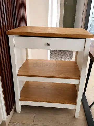 Wooden kitchen storage trolley with drawer