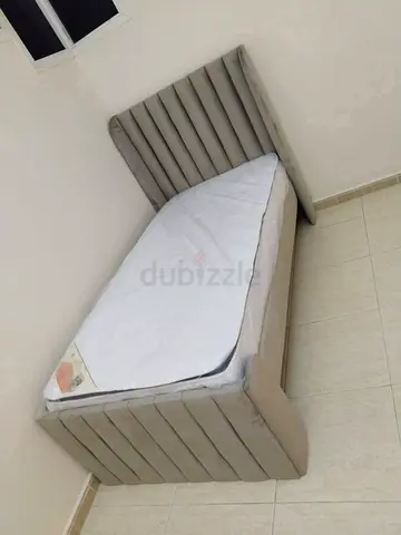 Single upholstered bed frame with mattress - good condition