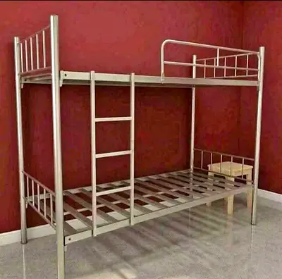 Metal Bunk Bed Frame - Silver, Double Decker, Sturdy