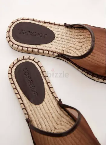 Topshop brown woven slip-on sandals, size unknown — light wear