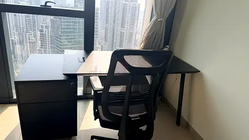 Executive Office Desk with Ergonomic Chair - Black, Excellent Condition