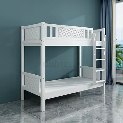 Brand New furniture's White Wooden Bunk Bed - Twin over Twin, Solid Frame with Ladder