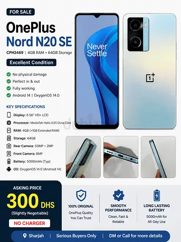 OnePlus Nord N20 SE | 4GB+4GB RAM | 64GB | Excellent Condition