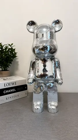 Large Silver Sequin Bearbrick-style Collectible Figure (approx 100cm)