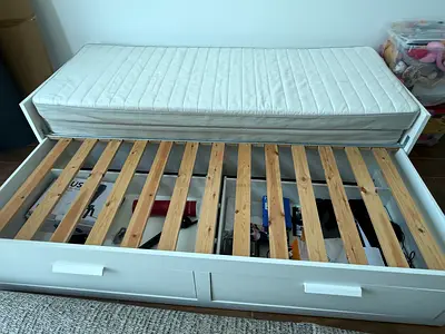 BRIMNES
Day-bed frame with 2 drawers, white, 80x200 cm