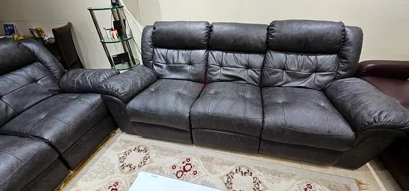 3+2 Seater Grey Reclining Sofa Set — Used, Good Condition