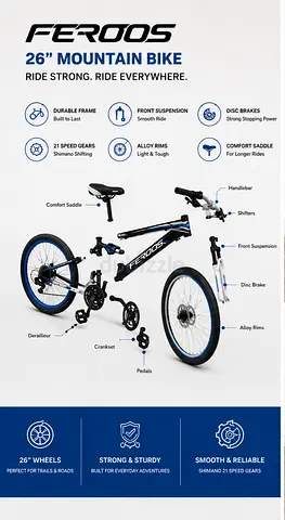 🚲 FEROOS 26” MOUNTAIN BIKE — GOOD CONDITION