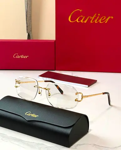 Cartier rimless gold-tone eyeglasses with case (authentic)