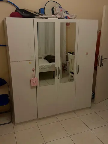 White 3-Door Wardrobe with Mirrors — Good Condition
