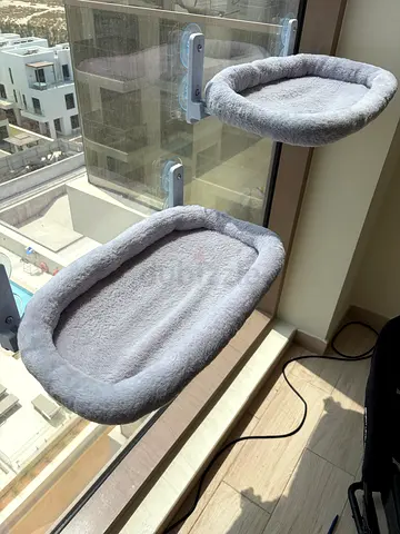 Suction-Mount Window Cat Perches (Set of 2) - Light Grey