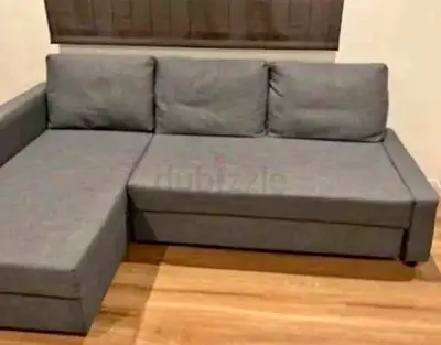 Grey L-Shaped Sofa with Chaise Lounge