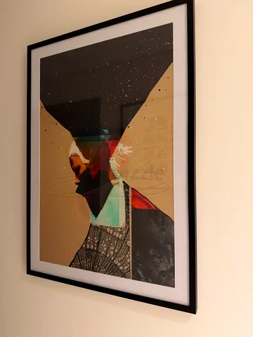 Framed Modern Abstract Art Print — Large Black Frame