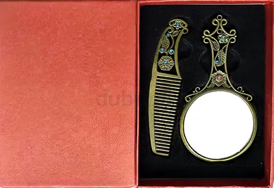Vintage-style Decorative Hand Mirror and Comb Set - Excellent Condition from Malaysia