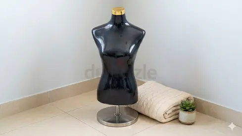 Female dress form mannequin torso on stand - black