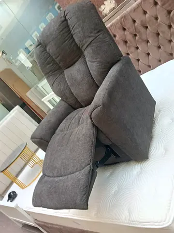 Comfortable grey fabric recliner armchair - good condition