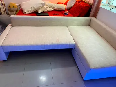 Comfortable L-Shaped Fabric Sofa Bed