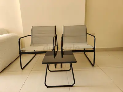 Modern Outdoor Furniture Set with Two Chairs and Small Table