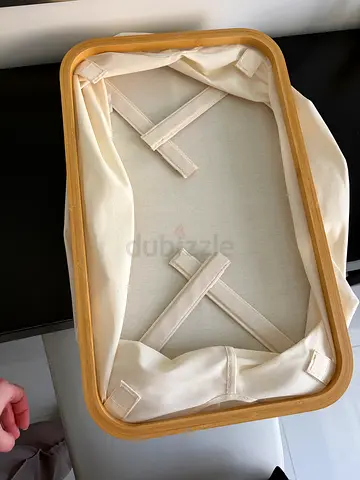 Large Foldable Bamboo & Fabric Storage Basket