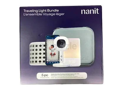 Nanit Travel Light Bundle Pro Camera with Portable Flex Stand, Sound + Light Audio Monitor & Baby N