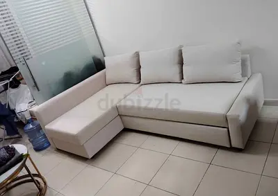 Modern Beige L-Shaped Sofa bed with storage