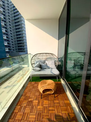 Outdoor rattan daybed loveseat with cushions - balcony set
