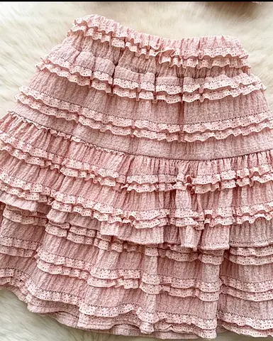 Pink Layered Ruffle Skirt for Girls