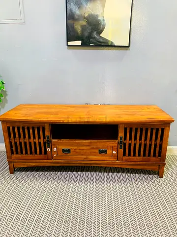 Solid Wood TV Console / Media Cabinet with Sliding Doors and Drawer
