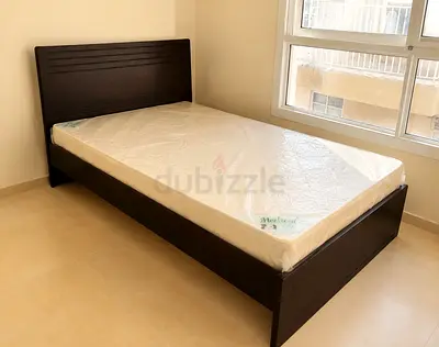 Single solid wood bed frame with 120×200 mattress سرير مع فرشه طبيه قياس 120×200