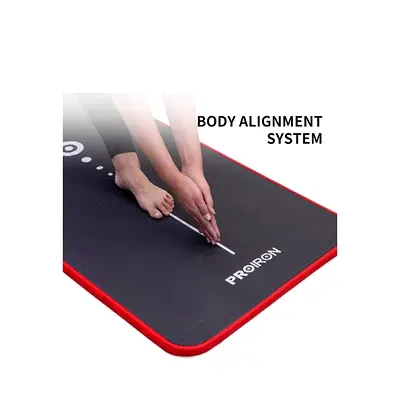 Proiron Body Alignment Yoga Mat — Non‑Slip Exercise Mat (Black/Red)