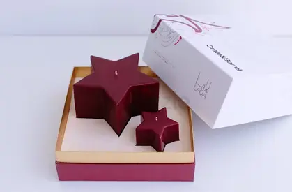 Set of 2 Star-Shaped Decorative Candles (Burgundy) - Brand LAVA